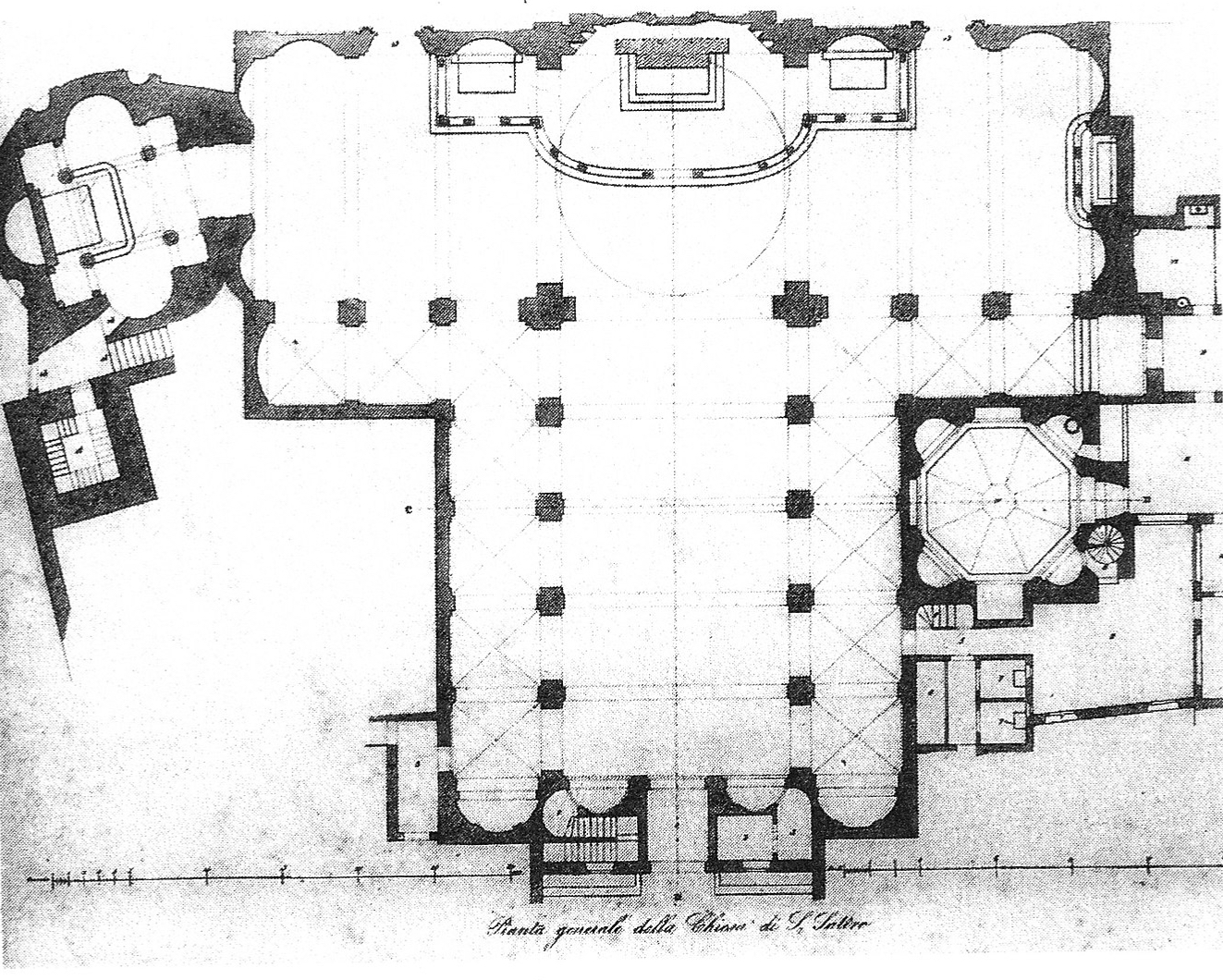 Disegnatore sconosciuto, Pianta della chiesa milanese di Santa Maria presso San Satiro di Bramante. della metà del XIX secolo
