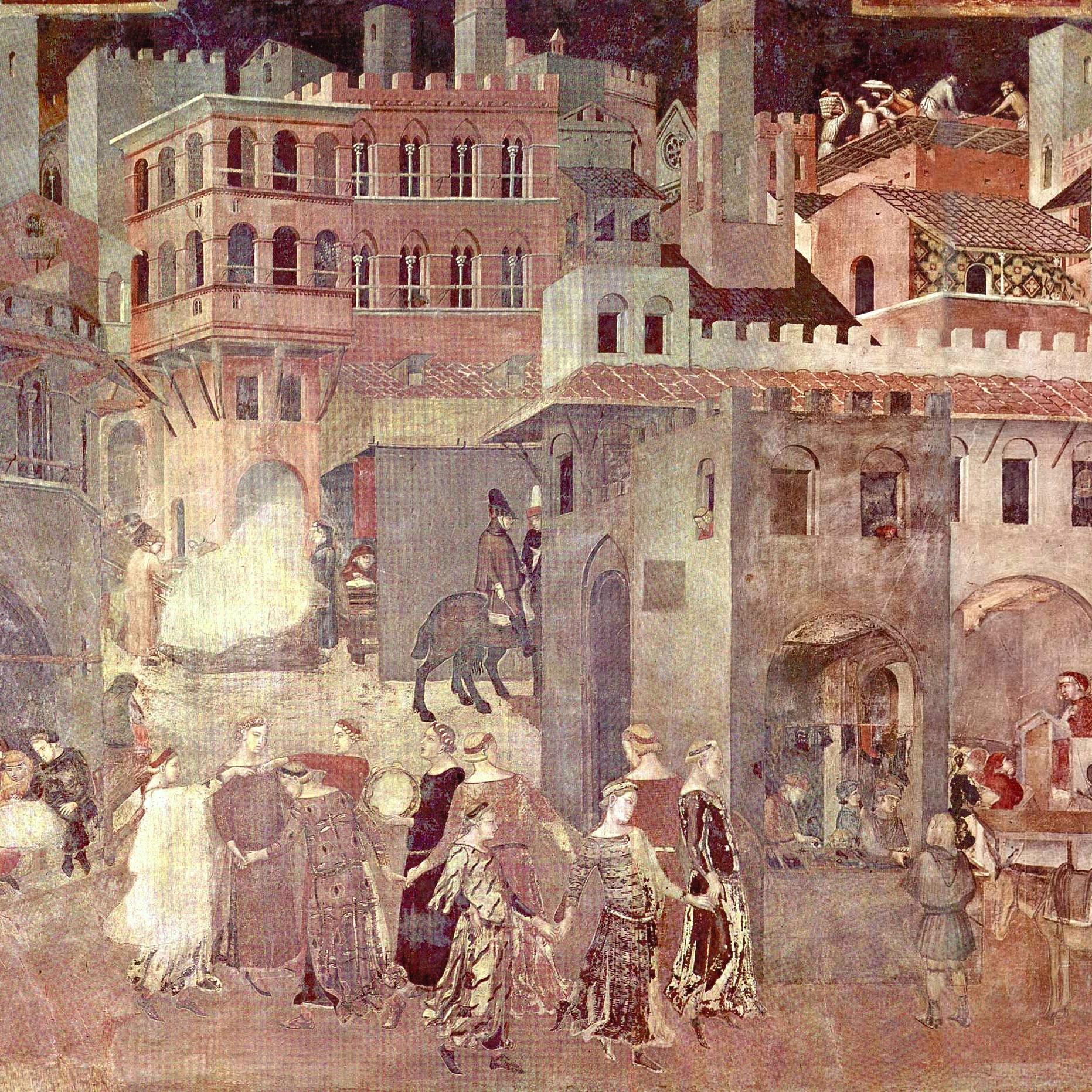Ambrogio Lorenzetti, Effetti del Buon Governo nella città, 1338-1339