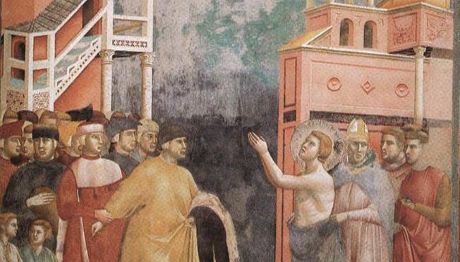 Giotto, Rinuncia degli averi, 1292-1296 Affresco, 270x230 cm Basilica Superiore di San Francesco, Assisi