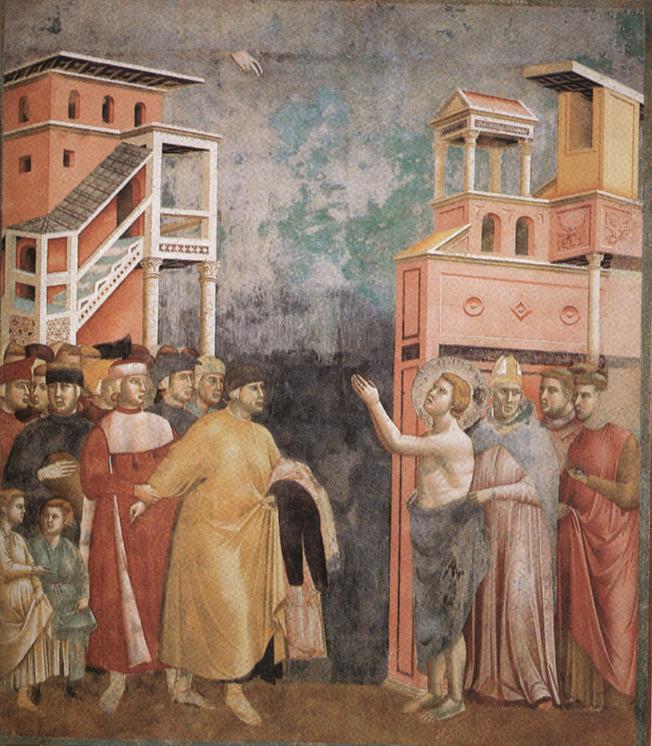 Giotto, Rinuncia degli averi, 1292-1296 Affresco, 270x230 cm Basilica Superiore di San Francesco, Assisi