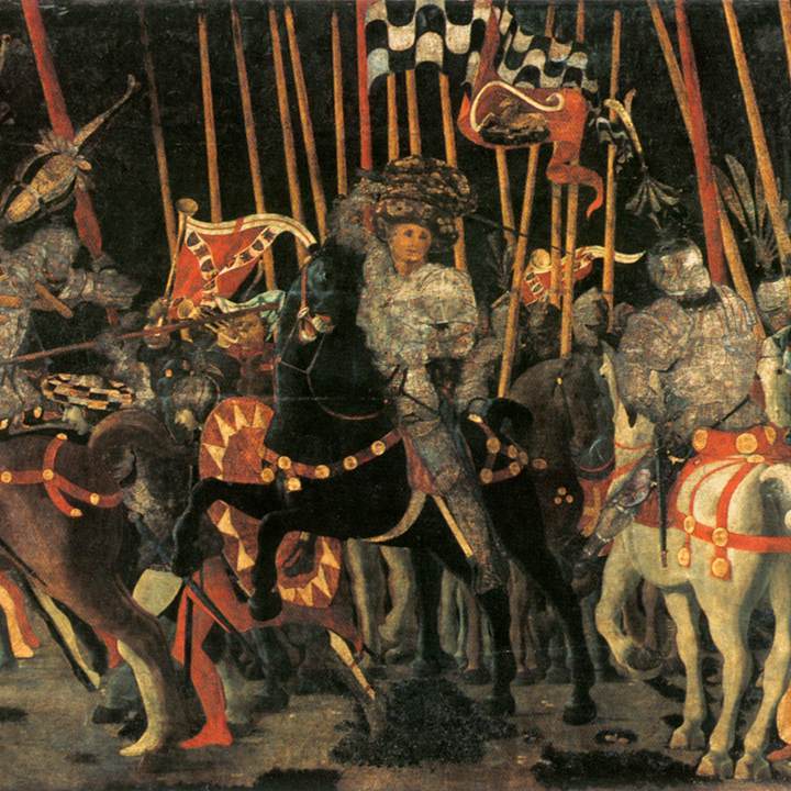 Paolo Uccello, Battaglia di San Romano, intervento decisivo a fianco dei fiorentini di Michele Attendolo, 1438
