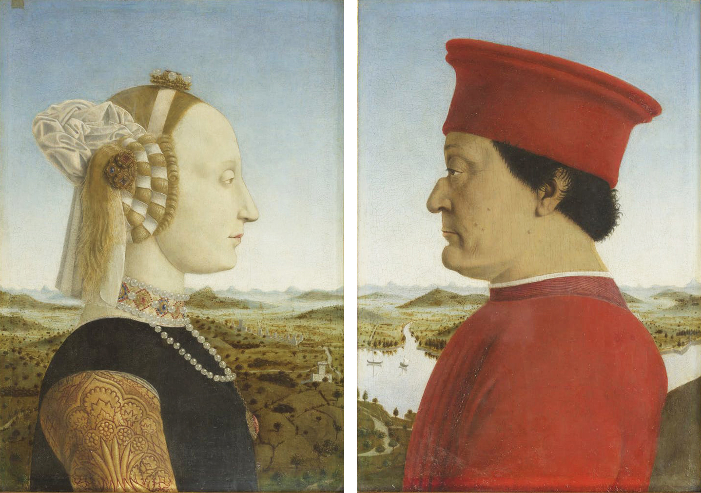 Piero della Francesca, Ritratto di Federico da Montefeltro e Battista Sforza (fronte), 1465 c.ca