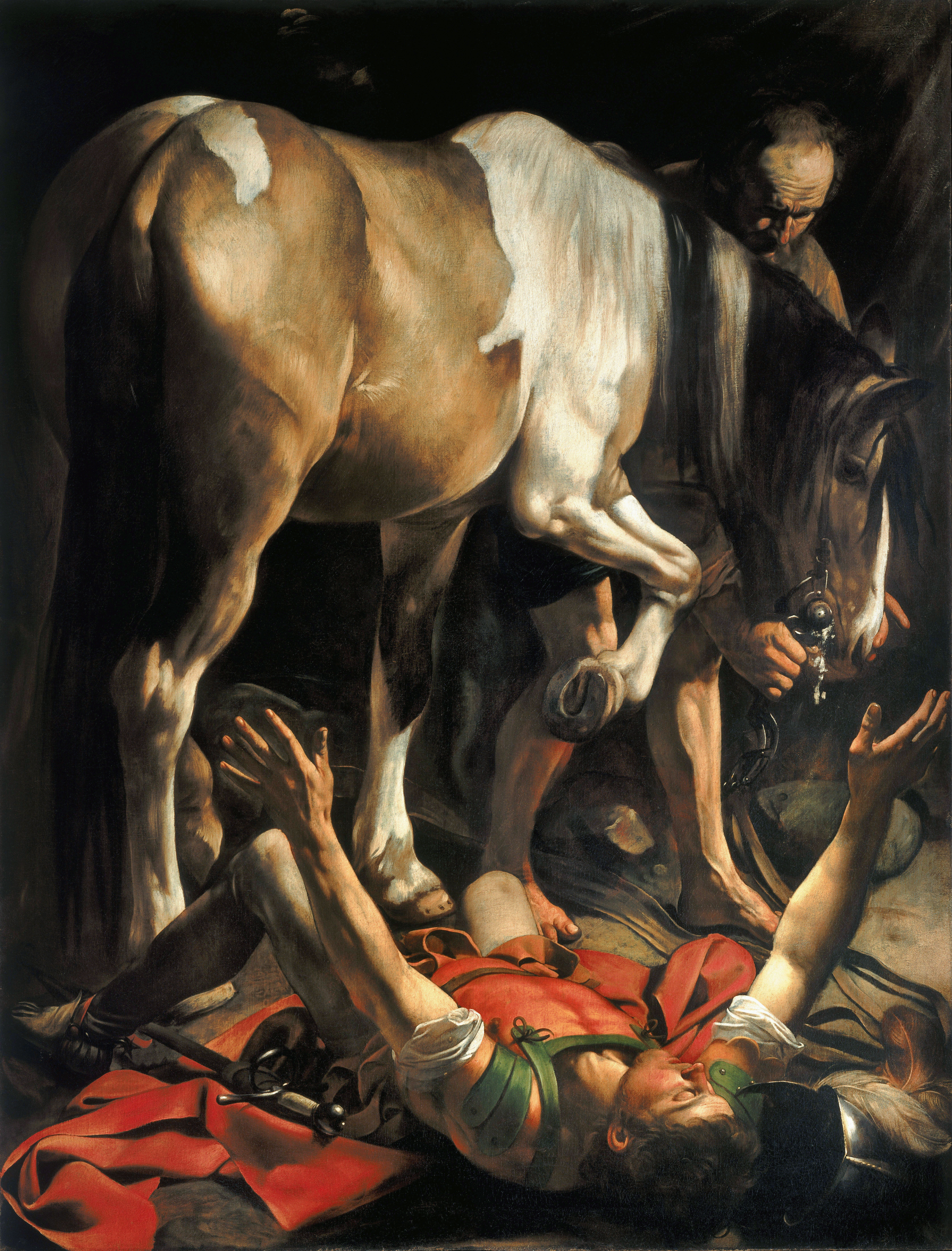 Caravaggio, Vocazione di San Paolo, 1600-1601 Olio su tela, 230x175 cm Cappella Cerasi, Santa Maria del Popolo, Roma