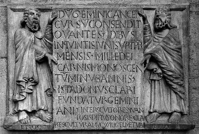 Wiligelmo, Genesi. Profeti Enoch ed Elia. Dedica di Wiligelmo, 1099-1106