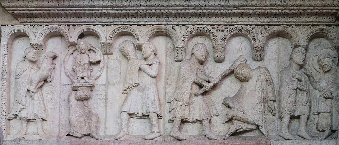 Wiligelmo, Genesi. Caino e Abele, 1099-1106