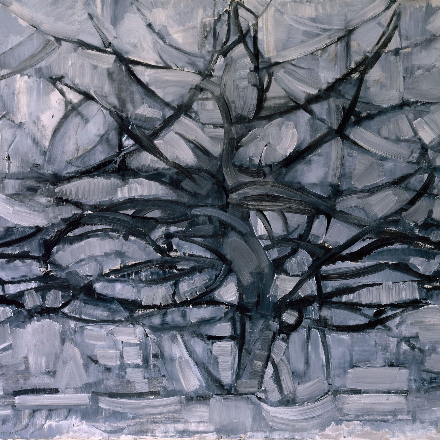 Piet Mondrian, l'albero grigio, 1911 Olio su tela, 80x109 cm Kunstmuseum Den Haag, L'Aia