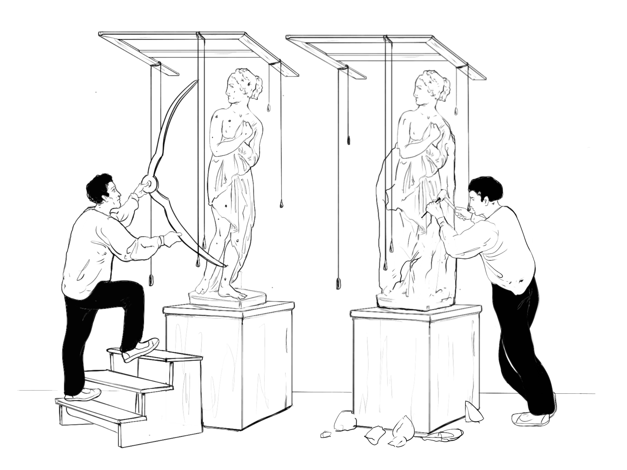 Metodo di copia del gesso in marmo.